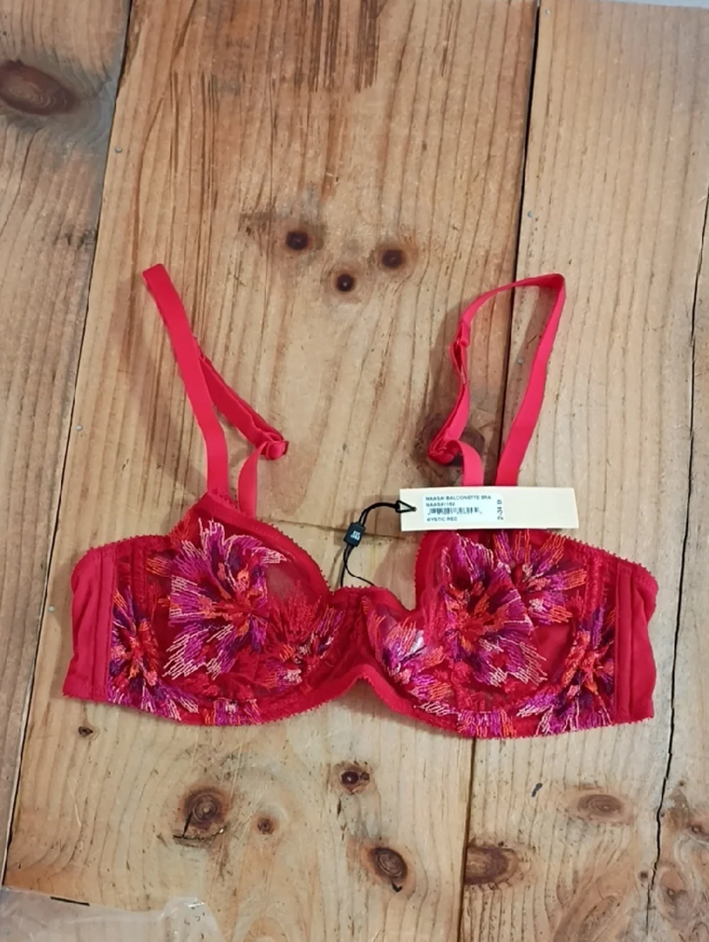 Cosabella Red Lace Maasai Balconette Bra Size 34B NWT Mystic Red